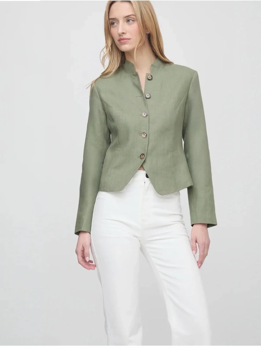 The Valerie Jacket - Tailored Olive Green Women's Button-Up Blazer